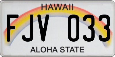 HI license plate FJV033