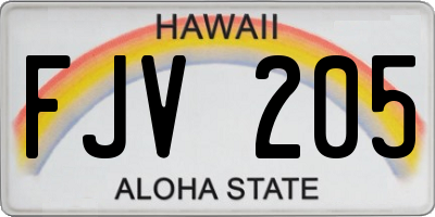 HI license plate FJV205