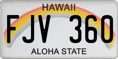 HI license plate FJV360