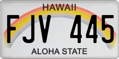 HI license plate FJV445