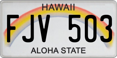 HI license plate FJV503