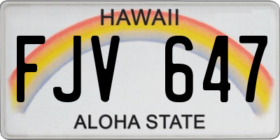 HI license plate FJV647