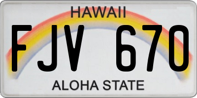 HI license plate FJV670