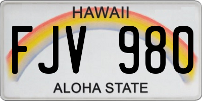 HI license plate FJV980