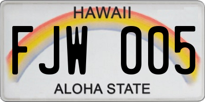 HI license plate FJW005