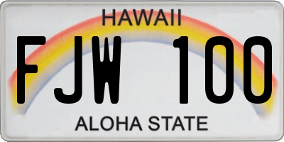 HI license plate FJW100