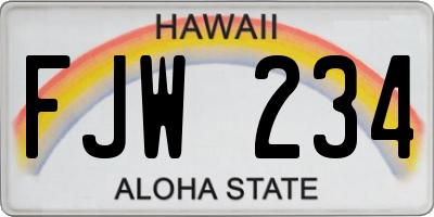 HI license plate FJW234