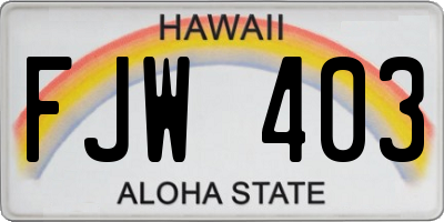 HI license plate FJW403