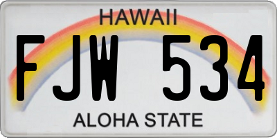 HI license plate FJW534