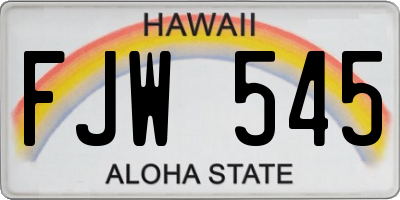 HI license plate FJW545