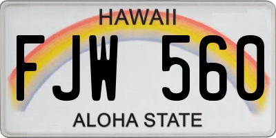 HI license plate FJW560