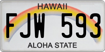 HI license plate FJW593