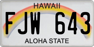 HI license plate FJW643