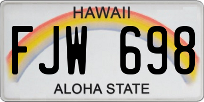 HI license plate FJW698