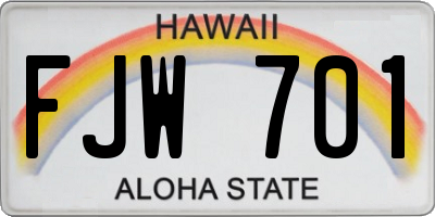 HI license plate FJW701