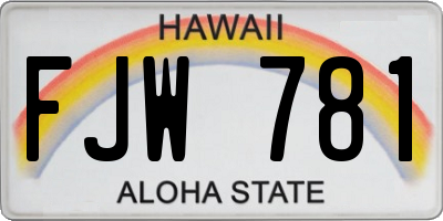 HI license plate FJW781