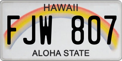 HI license plate FJW807