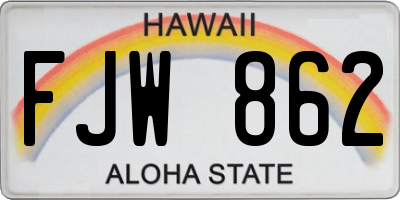 HI license plate FJW862
