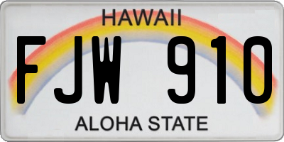 HI license plate FJW910
