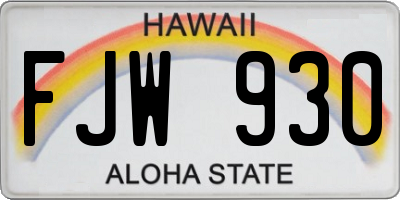 HI license plate FJW930