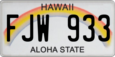 HI license plate FJW933