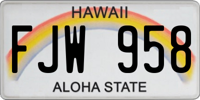 HI license plate FJW958