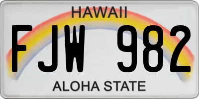 HI license plate FJW982