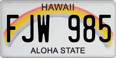 HI license plate FJW985