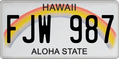 HI license plate FJW987