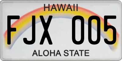 HI license plate FJX005