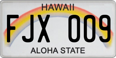 HI license plate FJX009