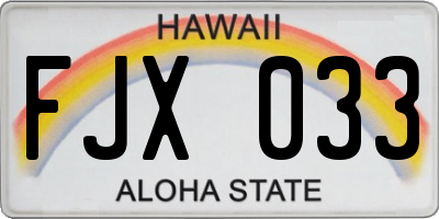HI license plate FJX033