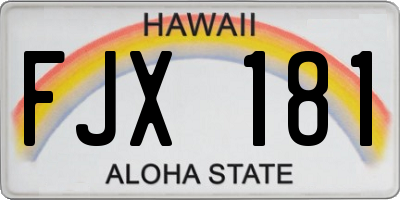 HI license plate FJX181