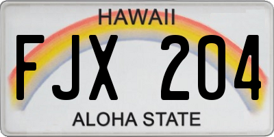 HI license plate FJX204