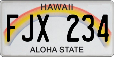 HI license plate FJX234