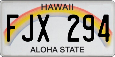 HI license plate FJX294