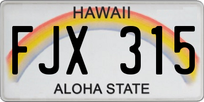 HI license plate FJX315