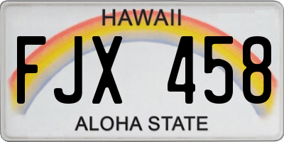 HI license plate FJX458