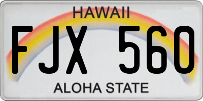 HI license plate FJX560