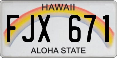 HI license plate FJX671