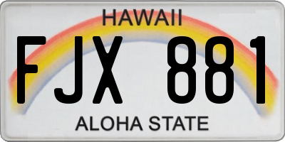 HI license plate FJX881