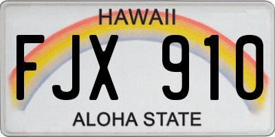 HI license plate FJX910