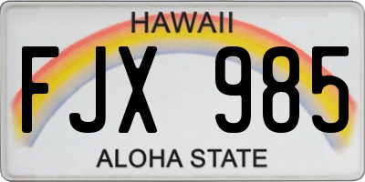 HI license plate FJX985