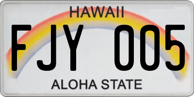 HI license plate FJY005