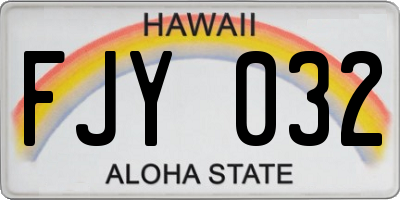 HI license plate FJY032