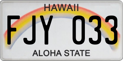 HI license plate FJY033