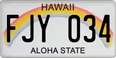 HI license plate FJY034
