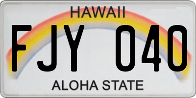 HI license plate FJY040