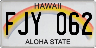 HI license plate FJY062