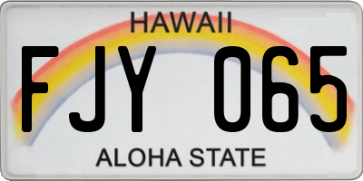 HI license plate FJY065
